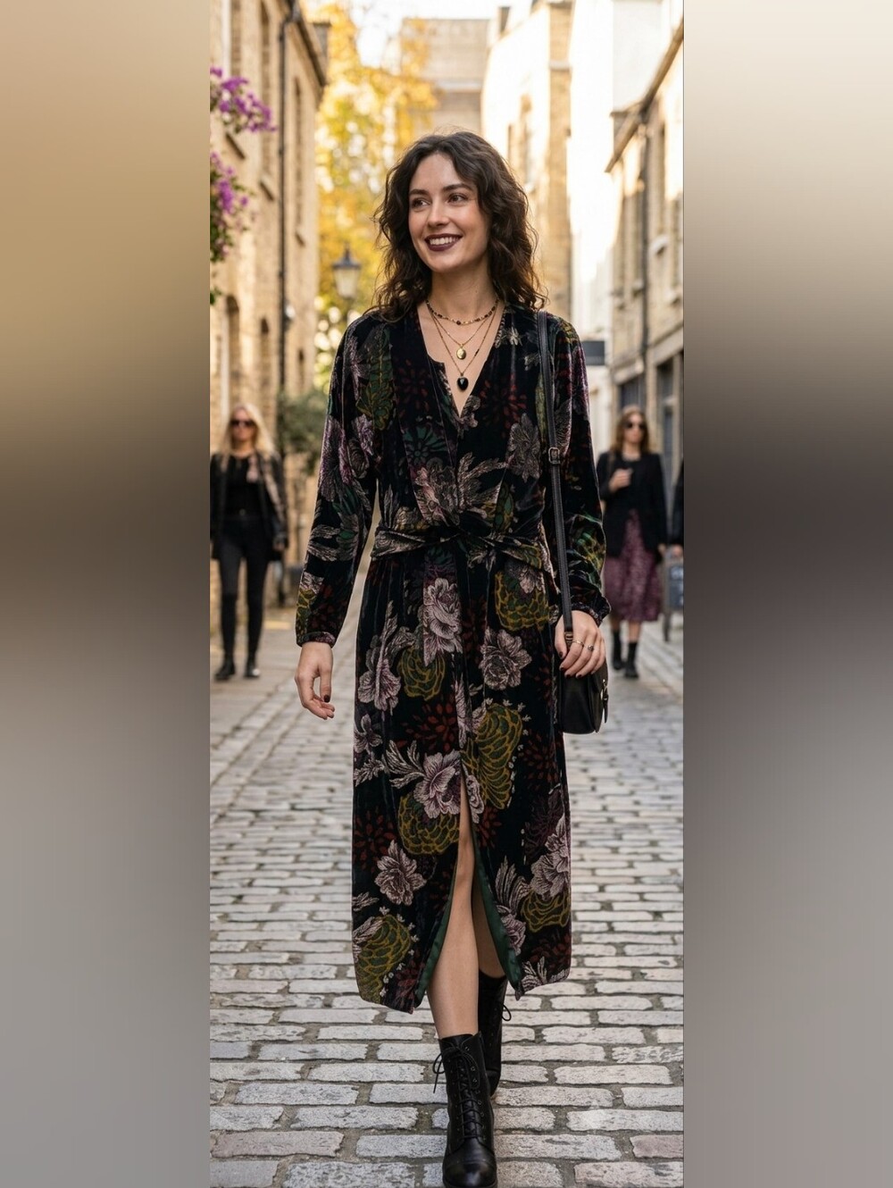 NWT Zara Floral Devoré Burnout Velvet Twist Midi Dress (Minor Flaw)